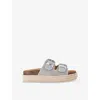 Kg Kurt Geiger Womens Raquel Gem-buckle Woven Sandals Silv In Silver