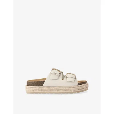 Kg Kurt Geiger Womens Bone Raquel Rope-sole Faux-leather Sandals Eur 39 / 6 Uk