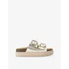 Kg Kurt Geiger Womens Gold Raquel Rope-sole Faux-leather Sandals Eur 40 / 7 Uk