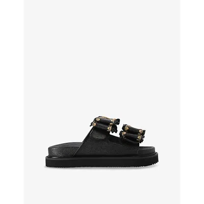 Kg Kurt Geiger Womens  Robbie Bow-embellished Raffia Sandals In Black/comb