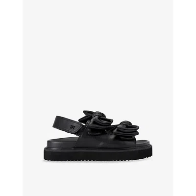 Kg Kurt Geiger Womens Rochelle Bow-embellished Faux-leather Sandals Blac In Black