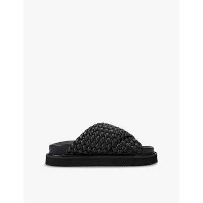 Kg Kurt Geiger Womens Rosella Braided-strap Faux Leather Sandals Blac In Black