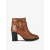 Kg Kurt Geiger Womens  Sage Buckle-strap Leather Heeled Ankle Boots In Tan