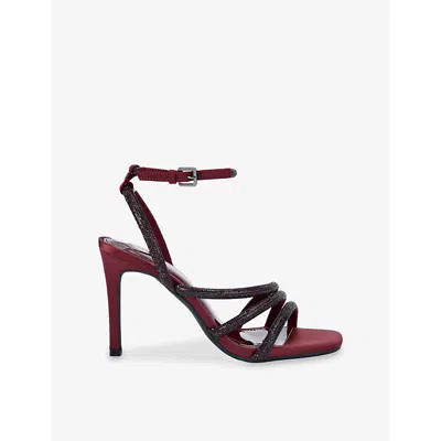Kg Kurt Geiger Womens Wine Comb Savanna2 Satin Heeled Sandals Eur 38/5 Uk In Brown