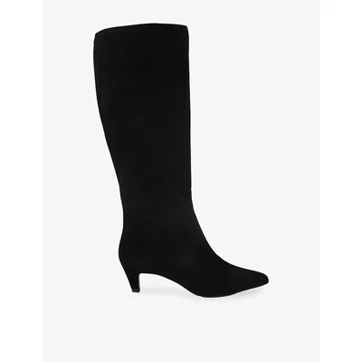 Kg Kurt Geiger Womens Black Tansy Suede Heeled Knee-high Boots Eur 38/5 Uk