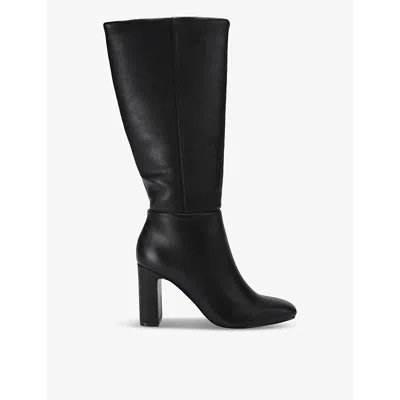 Kg Kurt Geiger Womens  Titan Heeled Faux-leather Knee-high Boots In Black