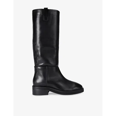 Kg Kurt Geiger Womens Toni Branded Leather Knee-high Boots Blac In Black