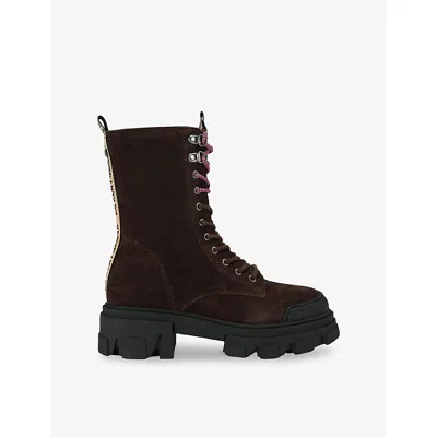 Kg Kurt Geiger Womens Brown Trekker Faux-leather Ankle Boots Eur 39 / 6 Uk