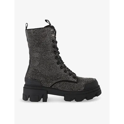 Kg Kurt Geiger Womens  Trekker Gem-embellished Faux-leather Ankle Boots In Black/comb
