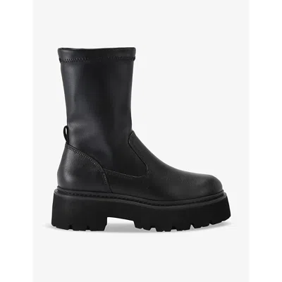 Kg Kurt Geiger Womens Black Trick Sock Faux-leather Ankle Boots