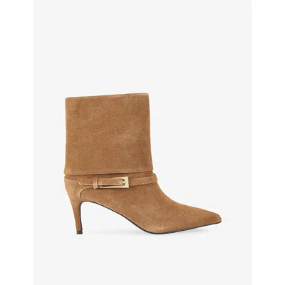 Kg Kurt Geiger Womens Camel Trinity Heeled Suede Ankle Boots Eur 39 / 6 Uk In Brown