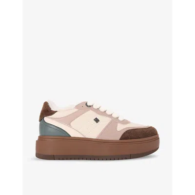Kg Kurt Geiger Womens Pink Comb Kick Contrast-panel Faux-leather Low-top Trainers