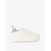 Kg Kurt Geiger Womens  Lighter Lace-up Faux-leather Trainers In White