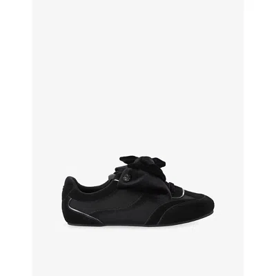Kg Kurt Geiger Womens Black/comb Listen Bow-embellished Suede Trainers Eur 38/5 Uk