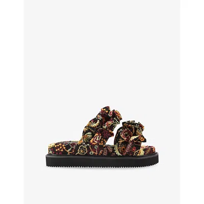 Kg Kurt Geiger Womens Mult/other Sunshine Flat Woven Sandals Eur 41 / 8 Uk In Multi
