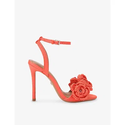 Kg Kurt Geiger Womens Orange Sonnet Raffia Heeled Sandals Eur 42/ 9 Uk