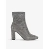 KG KURT GEIGER WOMENS PEWTER TITAN GEM-EMBELLISHED HEELED ANKLE BOOTS