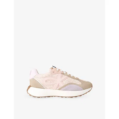 Kg Kurt Geiger Womens Pink Comb Lettie Suede And Lace Trainers Eur 37 / 4 Uk