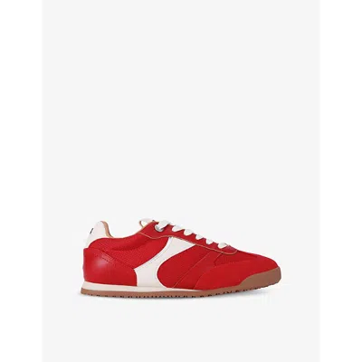Kg Kurt Geiger Womens Red Likely Mesh And Faux-suede Low-top Trainers