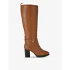 Kg Kurt Geiger Womens  Sage High-leg Heeled Leather Boots In Tan