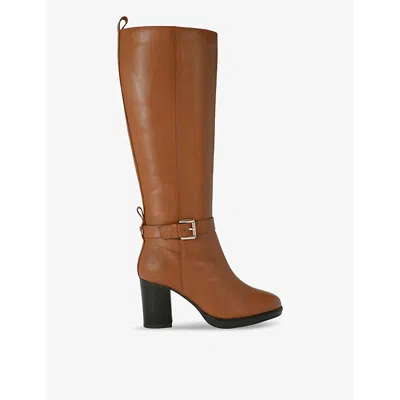 Kg Kurt Geiger Womens  Sage High-leg Heeled Leather Boots In Tan