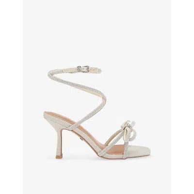 Kg Kurt Geiger Womens Silver Avery Crystal-embellished Woven Heeled Sandals