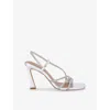 Kg Kurt Geiger Womens Silver Com Sweetie Rhinestone-embellished Metallic Faux-leather Heeled Sandals Eur 39 / 6 Uk