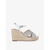 Kg Kurt Geiger Womens Silver Pose Crystal-embellished Faux-leather Wedge Sandals In Silver