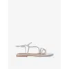 Kg Kurt Geiger Womens Silver Priya Crystal-embellished Woven Flat Sandals In Silver