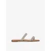 Kg Kurt Geiger Womens Silver Riley Braided Woven Flat Sandals Eur 40 / 7 Uk