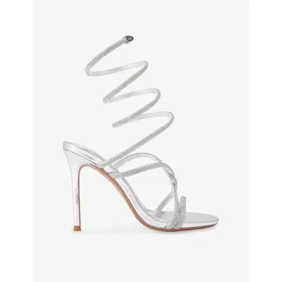 Kg Kurt Geiger Womens  Sloane Woven Heeled Sandals In Silver