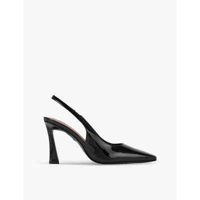 Kg Kurt Geiger Womens Sweetie Logo-embellished Faux-leather Slingback Heeled Courts Blac In Black