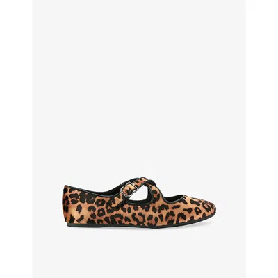 Kg Kurt Geiger Womens Tan Comb Natalia Leopard-print Velvet Flats Eur 39 / 6 Uk In Brown