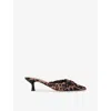 Kg Kurt Geiger Womens  Saylor Leopard-print Woven Heeled Mules In Tan Comb