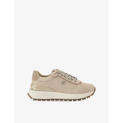 Kg Kurt Geiger Womens Taupe Louisa 2 Faux-leather Trainers Eur 41 / 8 Uk In Brown