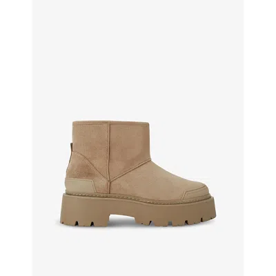 Kg Kurt Geiger Womens Camel Trick Warm Logo-embossed Faux-suede Ankle Boots