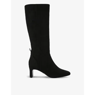 Kg Kurt Geiger Womens  Tyler Square-toe Suede Knee-high Boots In Black
