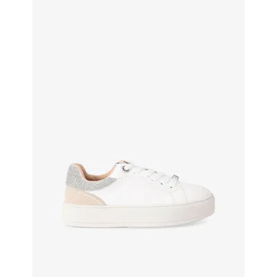 Kg Kurt Geiger Womens  Kali Crystal-embellished Faux-leather Low-top Trainers In White