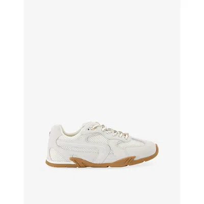 Kg Kurt Geiger Womens White Lather Suede And Mesh Trainers Eur 38/5 Uk In Multi