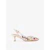 Kg Kurt Geiger Womens  Aria Low 2 Embrodiered Mesh Woven Heeled Courts In White/comb