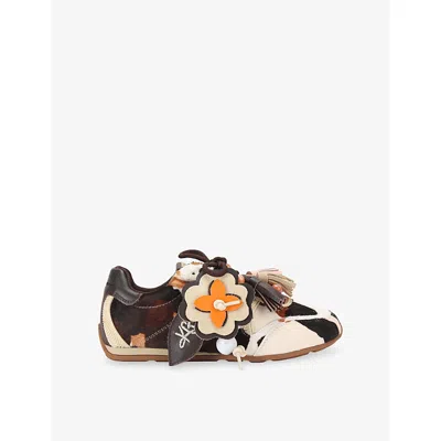 Kg Kurt Geiger Womens White/comb Lennon Leather Trainers Eur 37 / 4 Uk In Multi