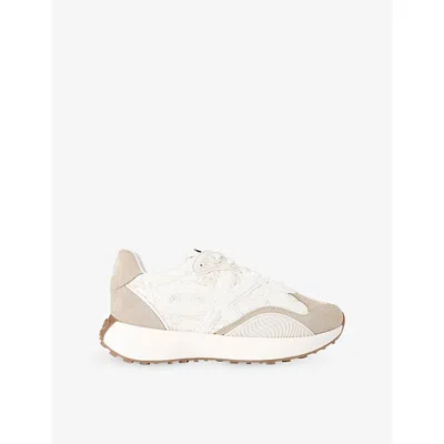 Kg Kurt Geiger Womens White/comb Lettie Suede And Lace Trainers Eur 37 / 4 Uk