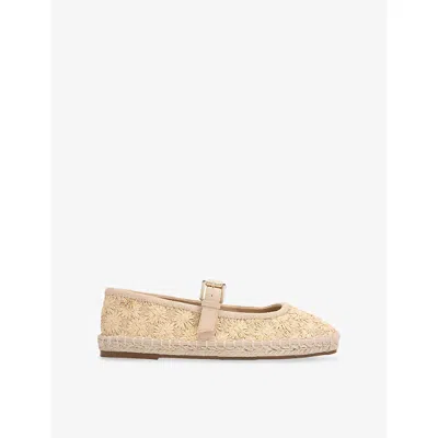 Kg Kurt Geiger Womens White/comb Noma Raffia Ballet Flats Eur 39 / 6 Uk In Nude