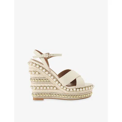Kg Kurt Geiger Womens White/comb Songbird Wedge Woven Sandals Eur 41 / 8 Uk