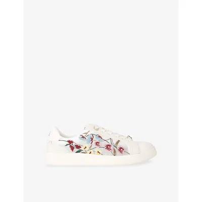 Kg Kurt Geiger Womens White/oth Eliza Embroidered Leather Trainers Eur 38/5 Uk