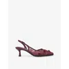 Kg Kurt Geiger Womens Wine Aria Low Beaded Mesh Heeled Courts Eur 38/5 Uk In Burgundy