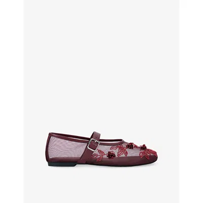 Kg Kurt Geiger Womens Wine Nacy Embellished Mesh Pumps Eur 39 / 6 Uk In Burgundy