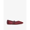 Kg Kurt Geiger Womens Wine Nina Rhinestone-embellished Mesh Mary Jane Flats Eur 41 / 8 Uk