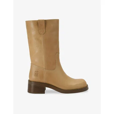 Kg Kurt Geiger Womens Yellow Stint Leather Boots Eur 38/5 Uk In Brown