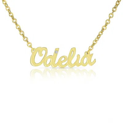 Pre-owned Kgm Diamonds Diamond Carrie Name Pendant Necklace 0.03ct Gold Plated 925 Silver Personalize In White/colorless